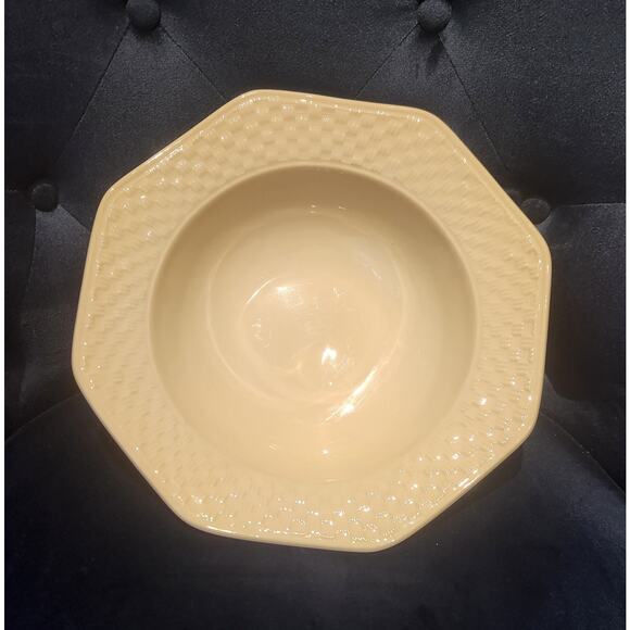 Nautica Bermuda Portugal Cream Basketweave 10.5 Round Octagonal Bowl Stoneware - Picture 1 of 7